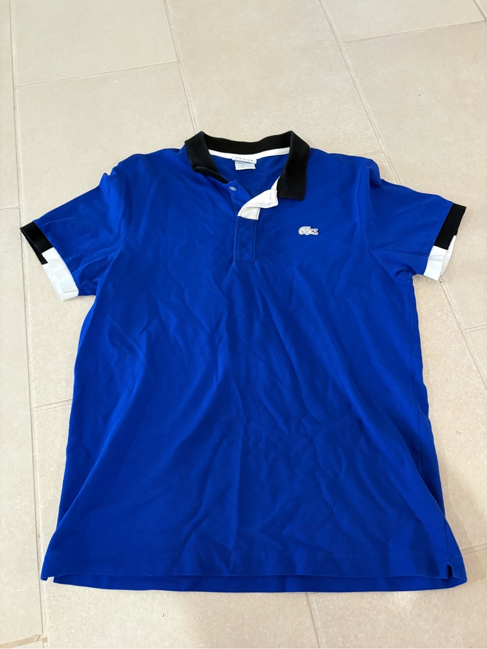 Lacoste Sport Colorblock Polo Shirt Blue Men's Size 4 Medium 100% Cotton Pique